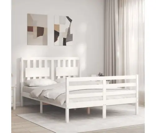 Lovos Rėmas Su Galvūgaliu, Baltas, 140X190cm Medienos Masyvas