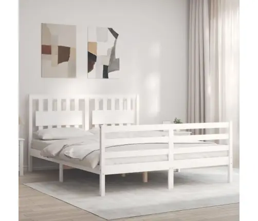 Voodiraam Peatsiga, Valge, Täispuit