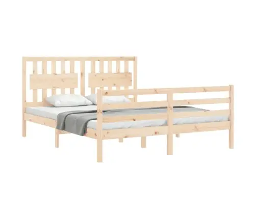 Gultas Rāmis Ar Galvgali, 160X200 Cm, Masīvkoks Vidaxl