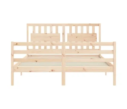 Gultas Rāmis Ar Galvgali, 160X200 Cm, Masīvkoks Vidaxl