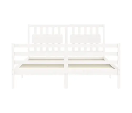 Gultas Rāmis Ar Galvgali, 160X200 Cm, Masīvkoks, Balts Vidaxl