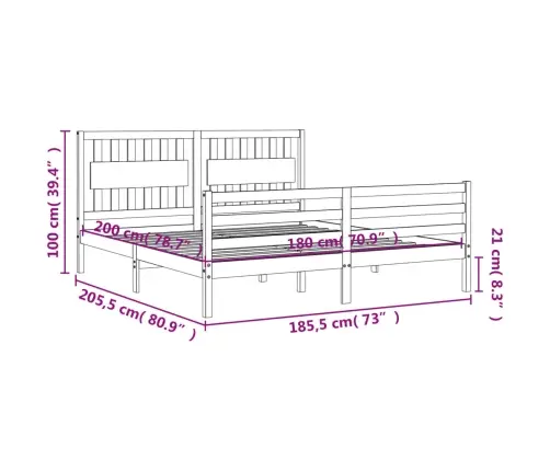 Gultas Rāmis Ar Galvgali, Super King Size, Masīvkoks, Balts Vidaxl