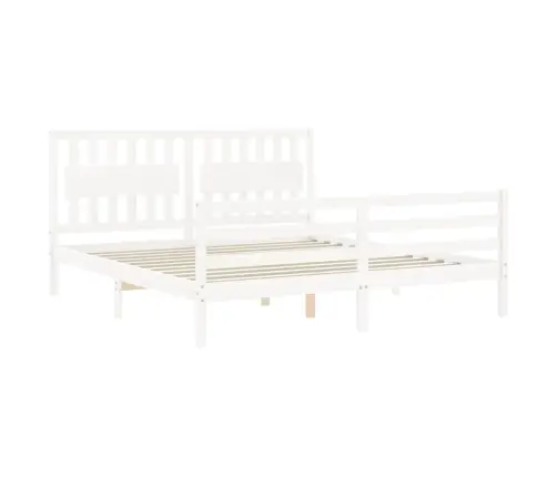 Gultas Rāmis Ar Galvgali, Super King Size, Masīvkoks, Balts Vidaxl