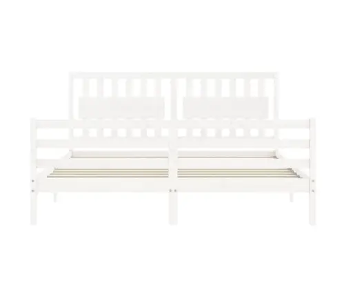 Gultas Rāmis Ar Galvgali, Super King Size, Masīvkoks, Balts Vidaxl