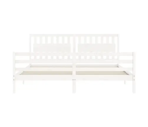 Gultas Rāmis Ar Galvgali, 200X200 Cm, Masīvkoks, Balts Vidaxl