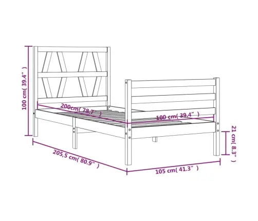 Voodiraam Peatsiga, 100 X 200 cm Täispuit