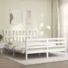 Gultas Rāmis Ar Galvgali, King Size Izmērs, Masīvkoks, Balts Vidaxl