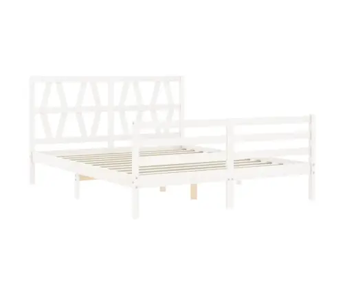 Gultas Rāmis Ar Galvgali, King Size Izmērs, Masīvkoks, Balts Vidaxl