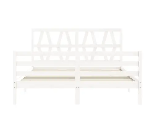 Gultas Rāmis Ar Galvgali, King Size Izmērs, Masīvkoks, Balts Vidaxl