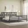 Gultas Rāmis Ar Galvgali, 200X200 Cm, Masīvkoks, Pelēks Vidaxl