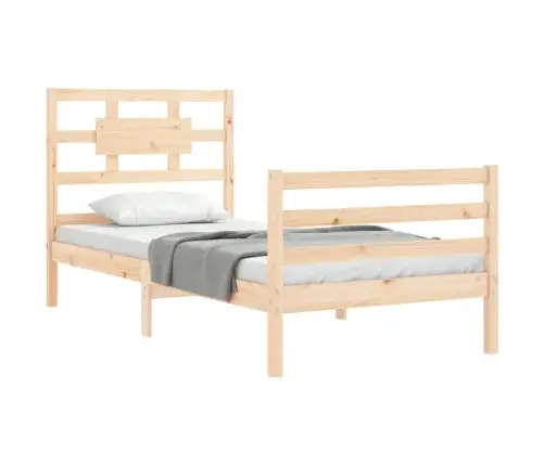 Gultas Rāmis Ar Galvgali, Masīvkoks, 90X200 Cm Vidaxl