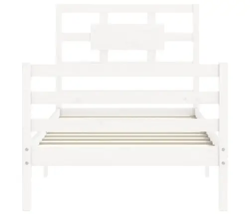Lovos Rėmas Su Galvūgaliu, Baltas, 90X200cm Medienos Masyvas