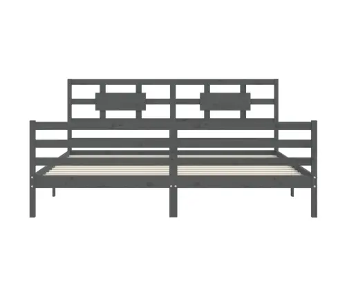 Gultas Rāmis Ar Galvgali, 200X200 Cm, Masīvkoks, Pelēks Vidaxl