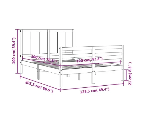 Voodiraam Peatsiga, 120 X 200 cm Täispuit