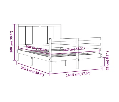 Voodiraam Peatsiga, 140 X 200 cm Täispuit