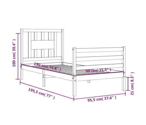 Gultas Rāmis Ar Galvgali, Vienvietīgs, Masīvkoks Vidaxl