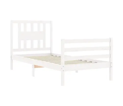 Lovos Rėmas Su Galvūgaliu, Baltas, 90X200cm Medienos Masyvas