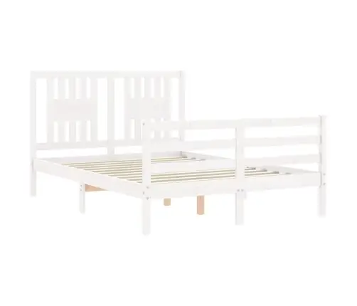 Gultas Rāmis Ar Galvgali, 120X200 Cm, Masīvkoks, Balts Vidaxl