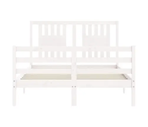 Gultas Rāmis Ar Galvgali, 120X200 Cm, Masīvkoks, Balts Vidaxl