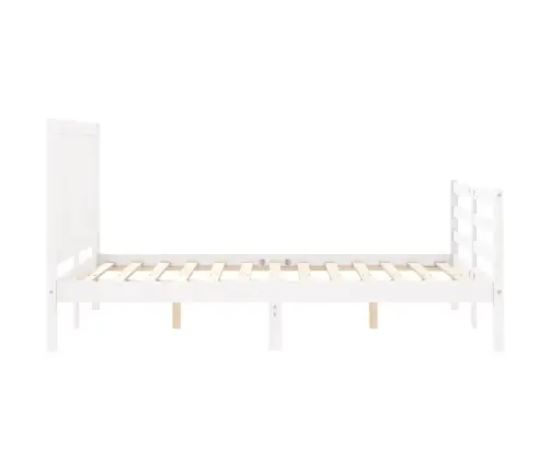 Gultas Rāmis Ar Galvgali, 120X200 Cm, Masīvkoks, Balts Vidaxl