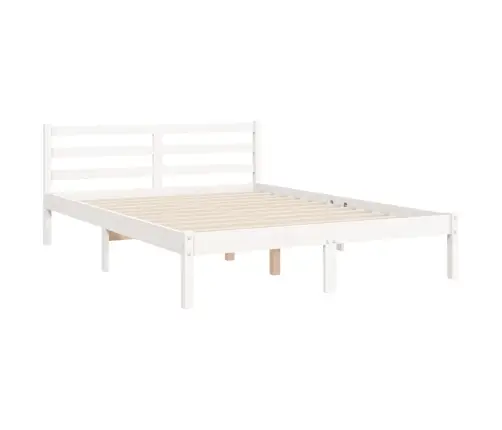 Gultas Rāmis Ar Galvgali, 140X200 Cm, Masīvkoks, Balts Vidaxl