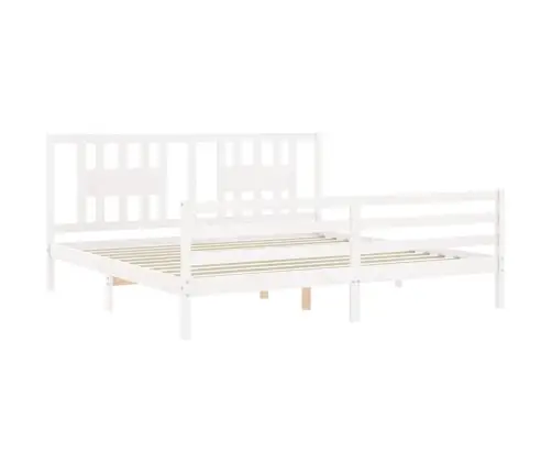 Gultas Rāmis Ar Galvgali, 200X200 Cm, Masīvkoks, Balts Vidaxl