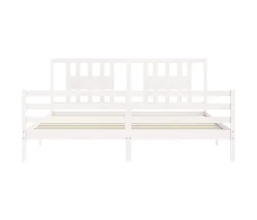Gultas Rāmis Ar Galvgali, 200X200 Cm, Masīvkoks, Balts Vidaxl
