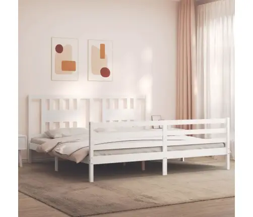 Gultas Rāmis Ar Galvgali, 200X200 Cm, Masīvkoks, Balts Vidaxl
