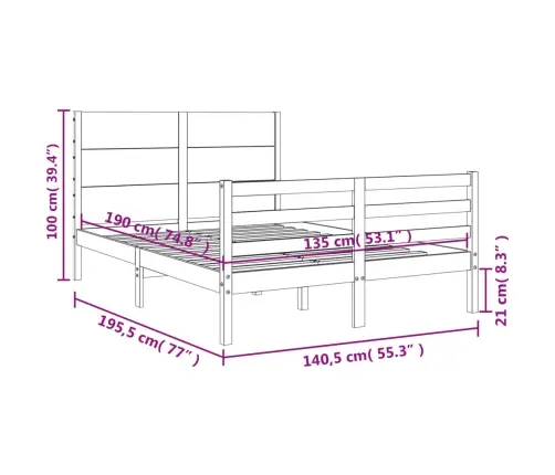 Lovos Rėmas Su Galvūgaliu, Medienos Masyvas, Dvivietis