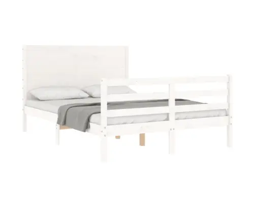 Voodiraam Peatsiga, Valge, 140 X 200 cm Täispuit