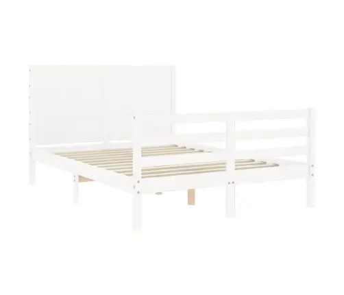 Voodiraam Peatsiga, Valge, 140 X 200 cm Täispuit