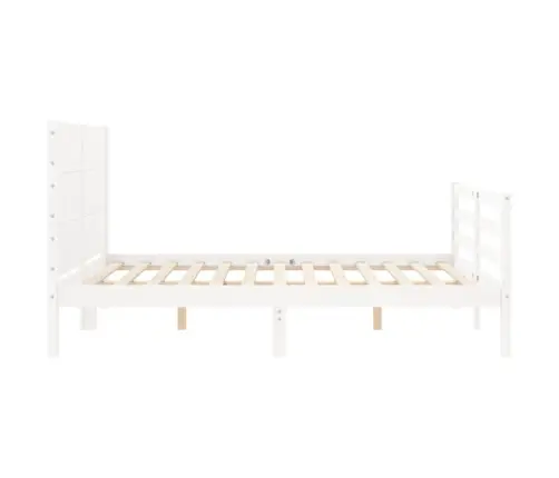 Voodiraam Peatsiga, Valge, 140 X 200 cm Täispuit