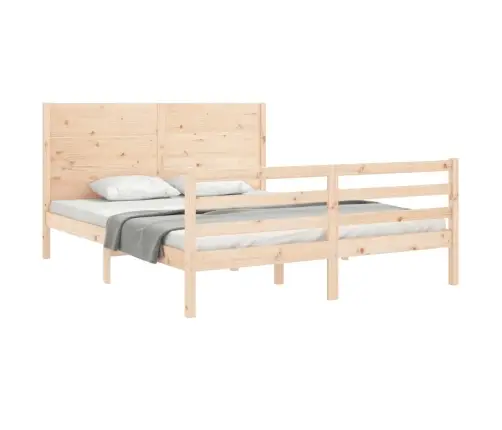 Gultas Rāmis Ar Galvgali, 160X200 Cm, Masīvkoks Vidaxl