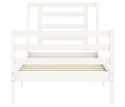 Gultas Rāmis Ar Galvgali, Balts, Vienvietīgs, Masīvkoks Vidaxl