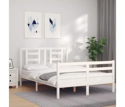 Lovos Rėmas Su Galvūgaliu, Baltas, Mediena, Mažas Dvivietis