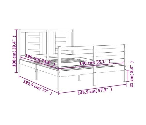 Lovos Rėmas Su Galvūgaliu, 140X190cm Medienos Masyvas