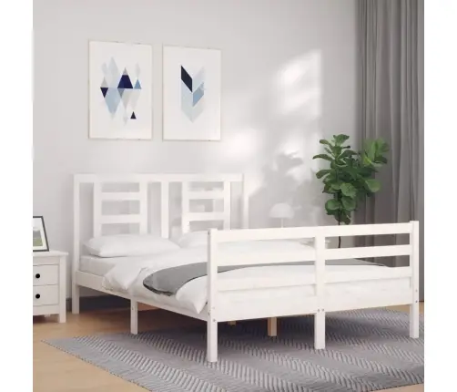 Lovos Rėmas Su Galvūgaliu, Baltas, 120X200cm Medienos Masyvas