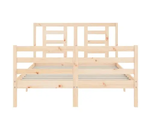 Gultas Rāmis Ar Galvgali, 140X200 Cm, Masīvkoks Vidaxl