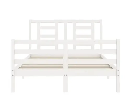 Voodiraam Peatsiga, Valge, 140 X 200 cm Täispuit