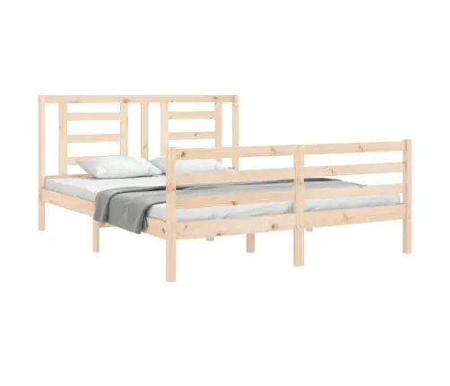 Gultas Rāmis Ar Galvgali, 160X200 Cm, Masīvkoks Vidaxl