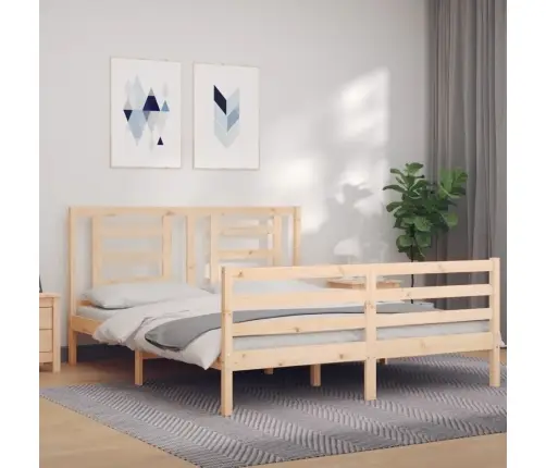 Gultas Rāmis Ar Galvgali, 160X200 Cm, Masīvkoks Vidaxl