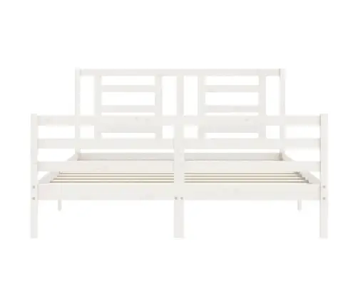 Gultas Rāmis Ar Galvgali, 160X200 Cm, Masīvkoks, Balts Vidaxl