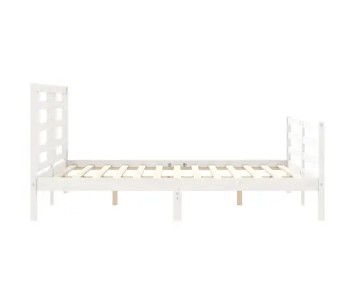Gultas Rāmis Ar Galvgali, 160X200 Cm, Masīvkoks, Balts Vidaxl