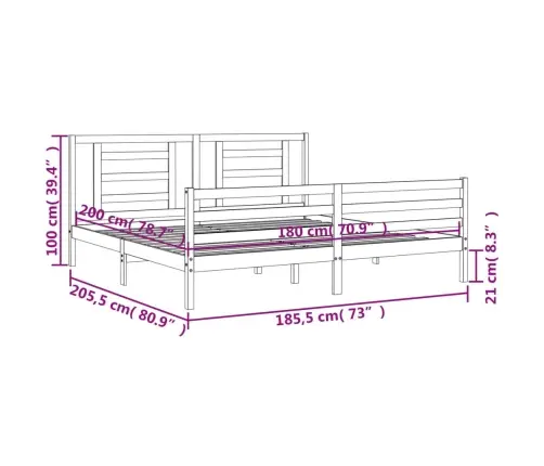 Gultas Rāmis Ar Galvgali, Super King Size, Masīvkoks, Balts Vidaxl