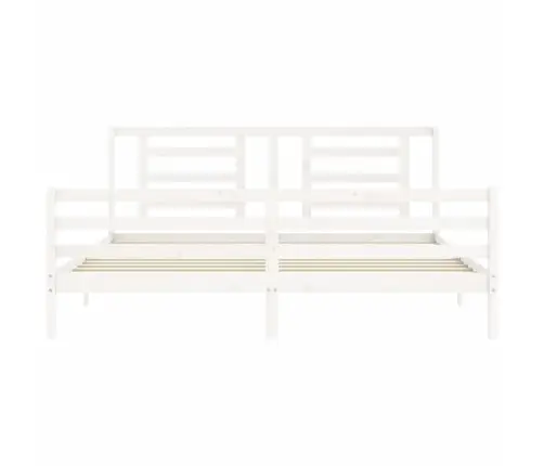 Gultas Rāmis Ar Galvgali, Super King Size, Masīvkoks, Balts Vidaxl