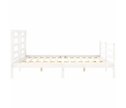 Gultas Rāmis Ar Galvgali, Super King Size, Masīvkoks, Balts Vidaxl