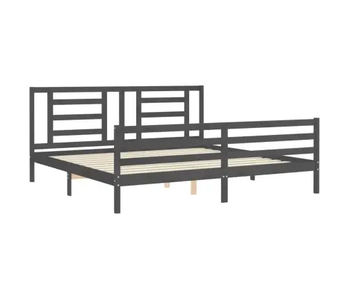 Gultas Rāmis Ar Galvgali, 200X200 Cm, Masīvkoks, Pelēks Vidaxl