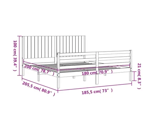 Gultas Rāmis Ar Galvgali, Super King Size, Masīvkoks Vidaxl