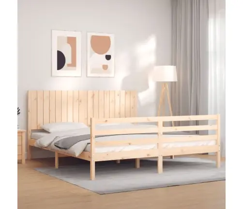 Gultas Rāmis Ar Galvgali, Super King Size, Masīvkoks Vidaxl