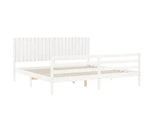 Lovos Rėmas Su Galvūgaliu, Baltas, 200X200cm Medienos Masyvas